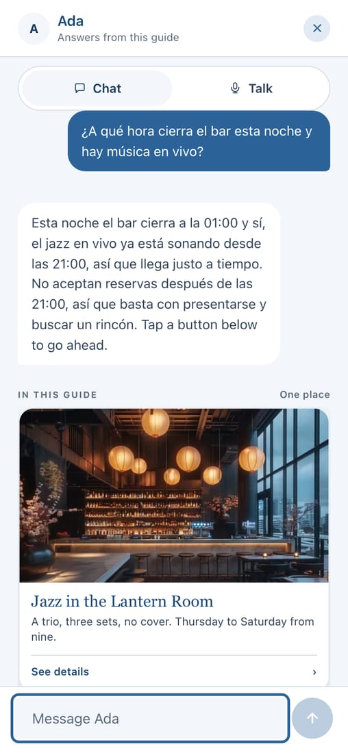 A question asked in Spanish, answered in Spanish