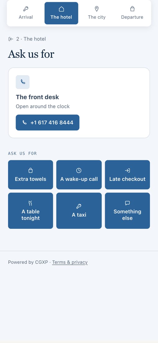 Six buttons that write straight to the front desk